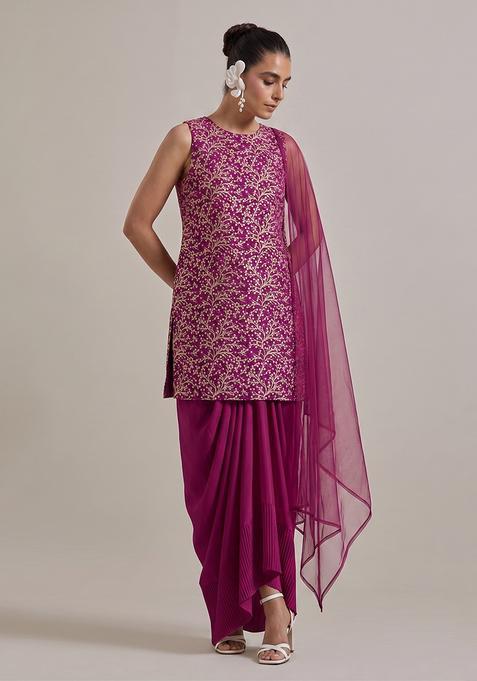 Hot Pink Brocade Fusion Set