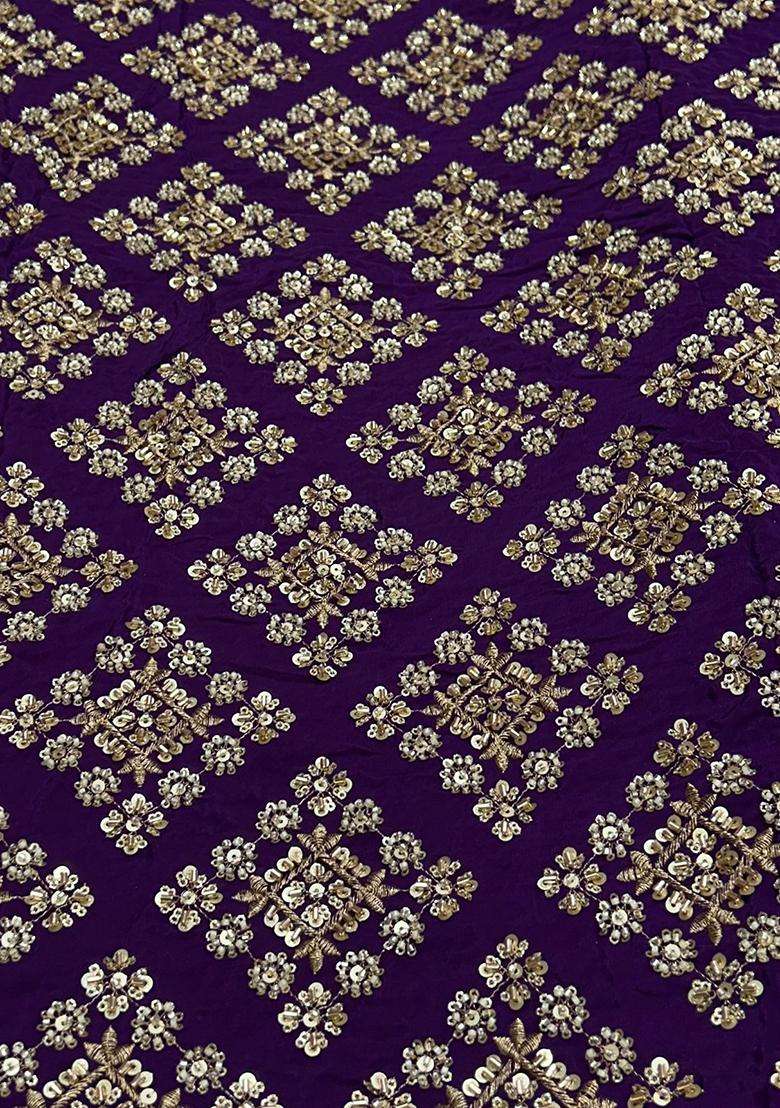 Purple Embroidered Crepe Sharara Set - Indya