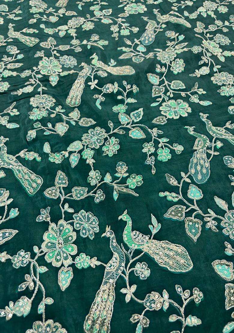 Teal Green Printed Crepe Sharara Set - Indya