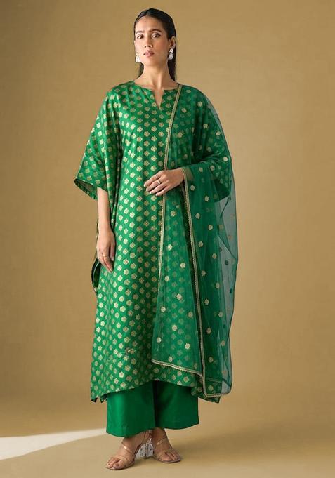 Green Brocade Kurta Set