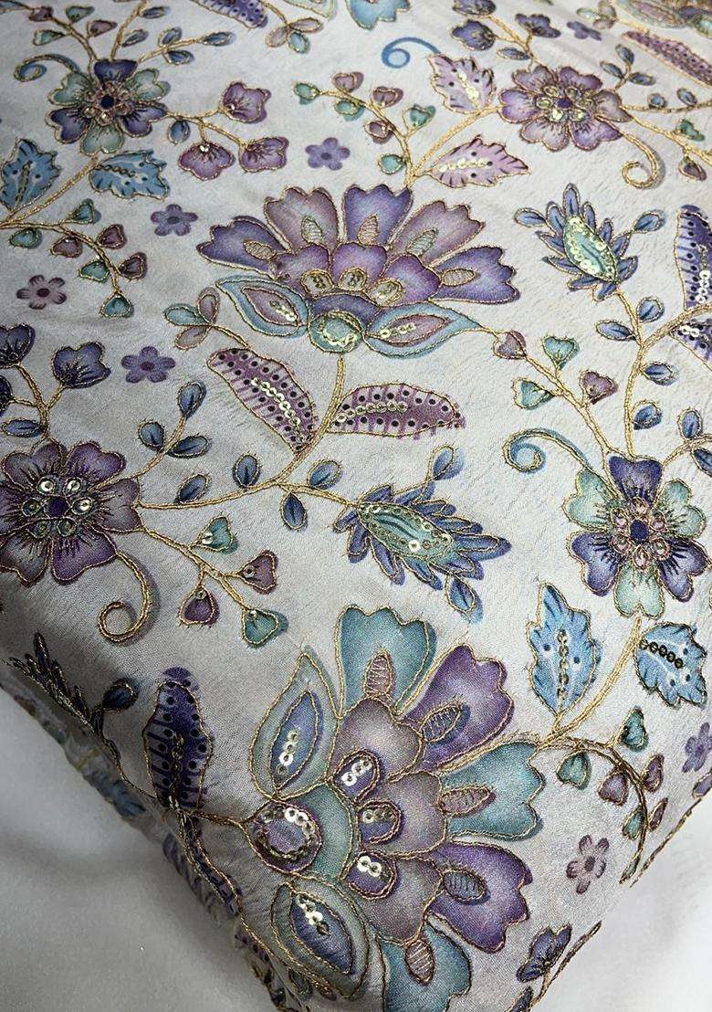 Light Grey Printed Crepe Sharara Set - Indya