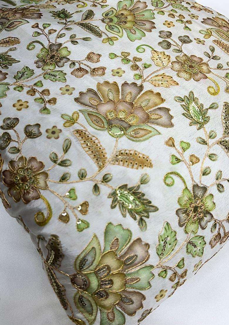 Beige Printed Crepe Sharara Set - Indya