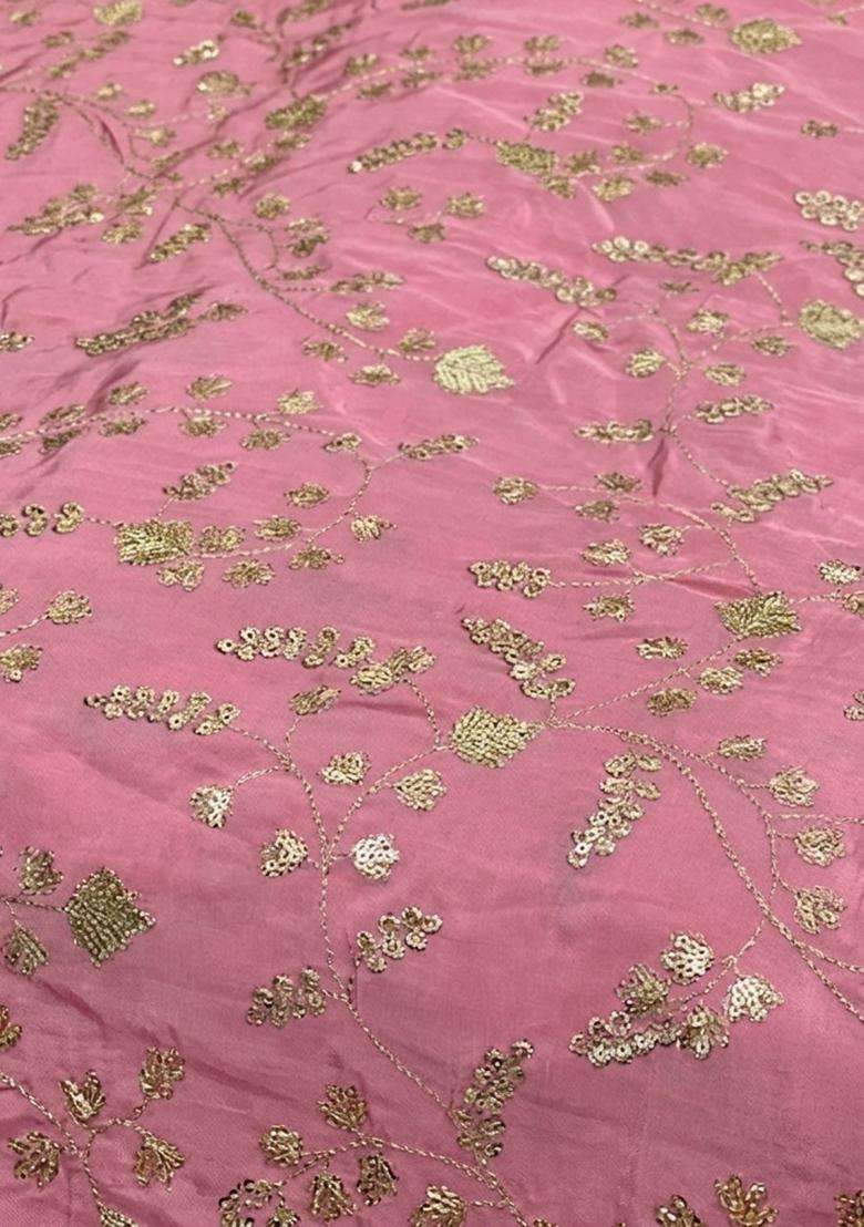 Rose Pink Embroidered Crepe Sharara Set - Indya
