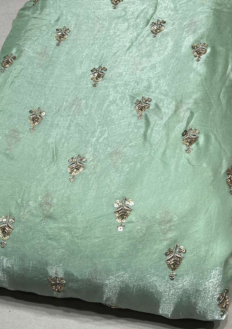 Mint Green Embroidered Silk Anarkali with Dupatta - Indya