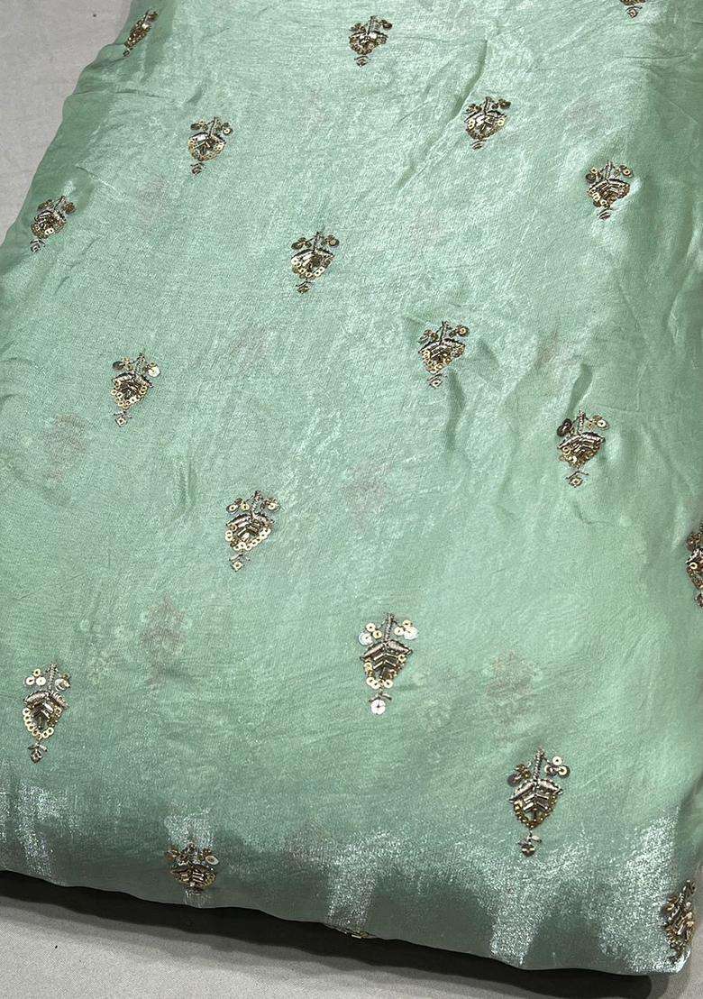 Green Embroidered Silk Anarkali With Dupatta - Indya
