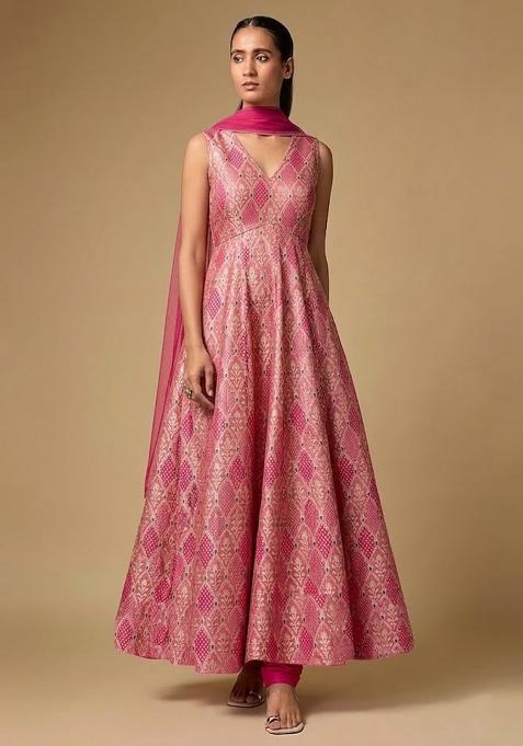 Pink Silk Anarkali Set