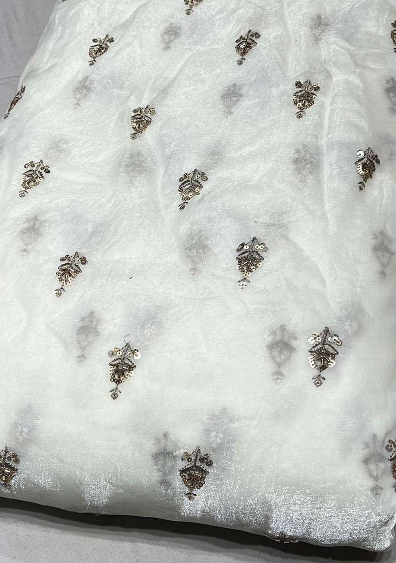 White Embroidered Silk Anarkali Set - Indya