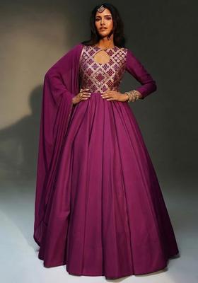 Pink Zari Silk Anarkali with Dupatta