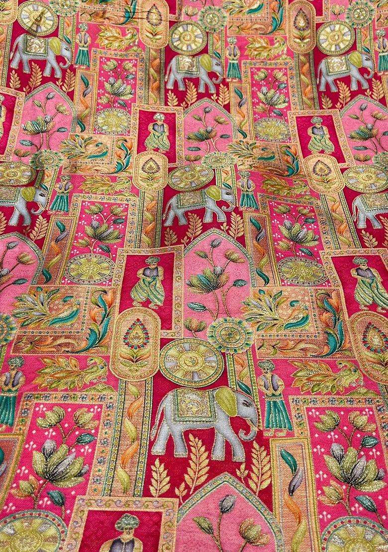 Pink Jacquard Silk Sharara Set - Indya