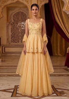 Yellow Embroidered Handwork Sharara Set