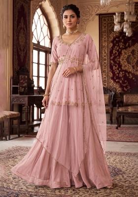 Pink Embroidered Handwork Sharara Set