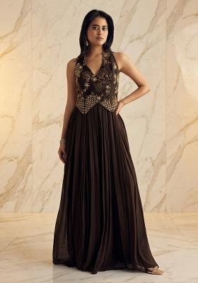 Black Embroidered Handwork Fusion Set
