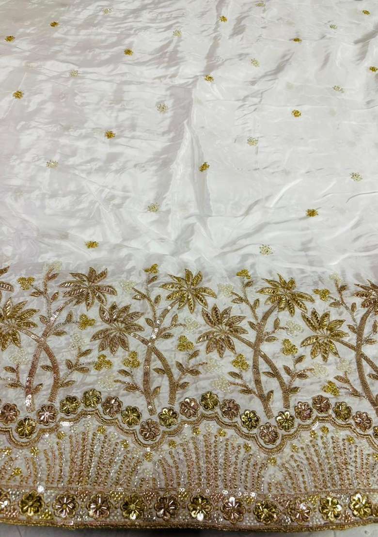 Mint Embroidered Crepe Kurta Set - Indya
