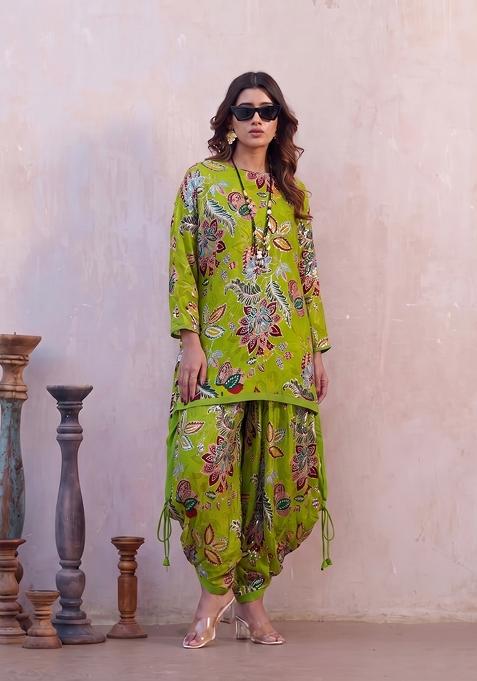 Light Green Printed Organza Kurta Set