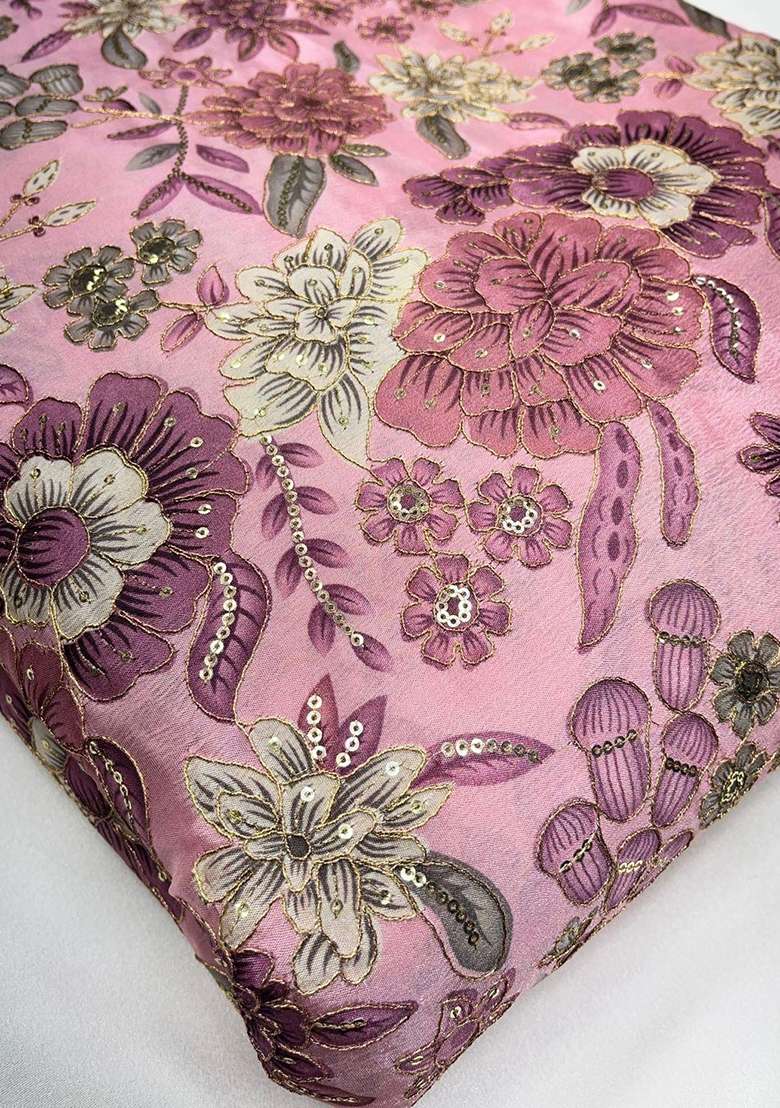 Pink Printed Chinon Sharara Set - Indya