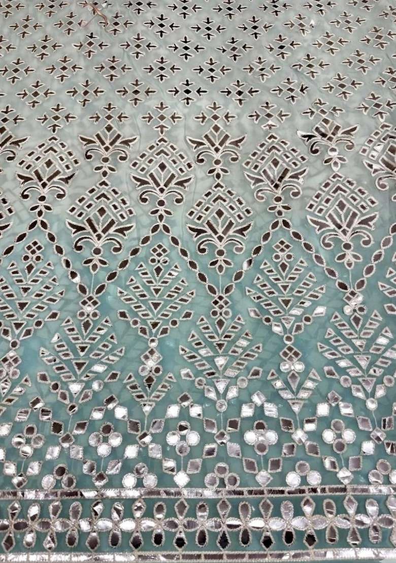 Light Blue Embroidered Viscose Sharara Set - Indya