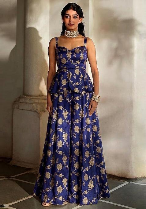 Violet Silk Sharara Set