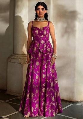 Magenta Silk Sharara Set