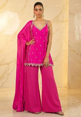 Pink Hand Work Sleeveless Sharara Set
