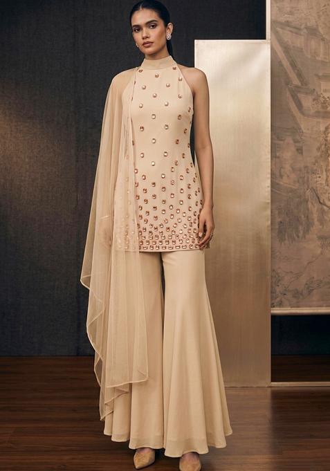 Beige Hand Work Sharara Set