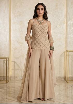 Almond Embroidered Handwork Fusion Set