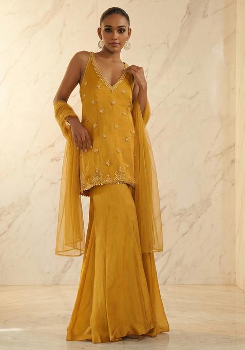 Mustard Handwork Sharara Set