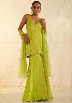 Pista Green Handwork Sharara Set