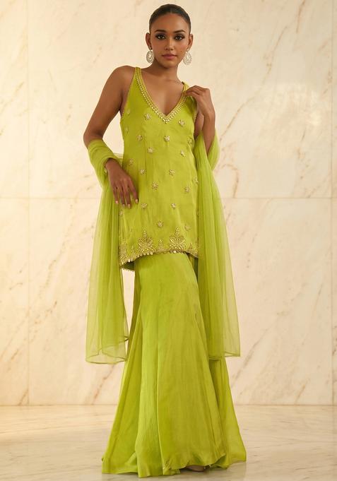 Pista Green Handwork Sharara Set