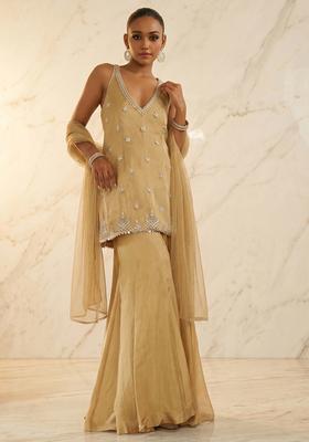 Gold Handwork Sharara Set