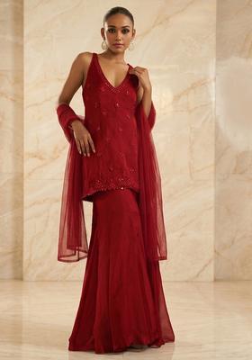 Maroon Handwork Sharara Set