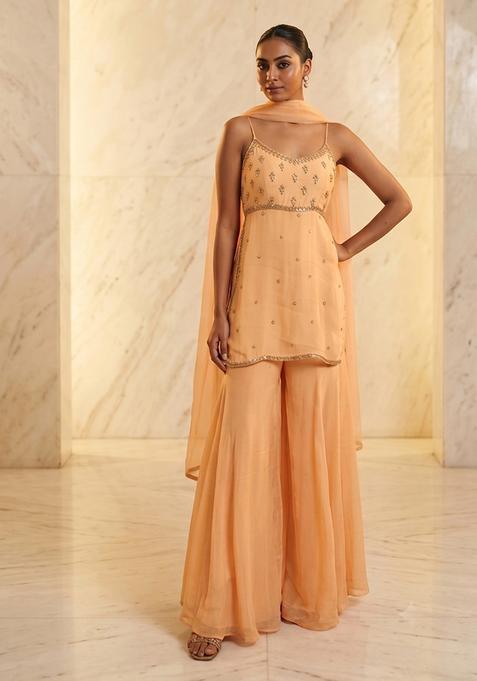 Peach Handwork Sharara Set