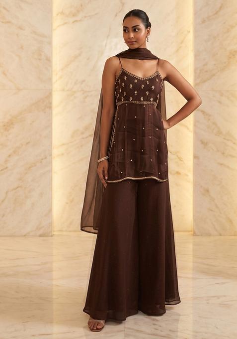 Chocolate Brown Handwork Lehenga Set