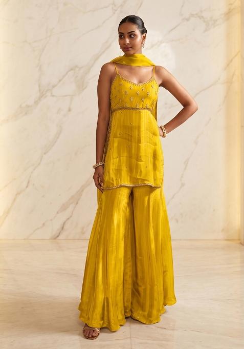 Mustard Handwork Sharara Set