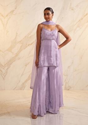 Lilac Handwork Sharara Set