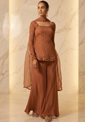 Rust Brown Handwork Lehenga Set