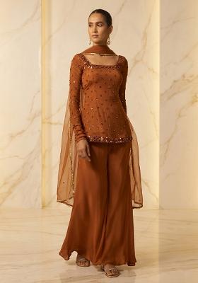 Rust Handwork Lehenga Set