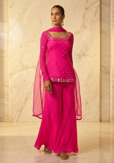 Rani Pink Handwork Sharara Set