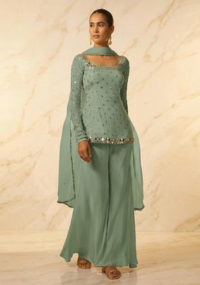 Mint Green Handwork Sharara Set