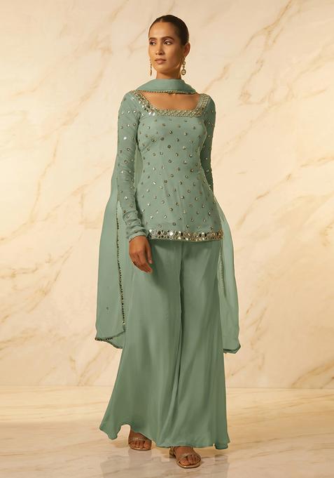 Mint Green Handwork Sharara Set