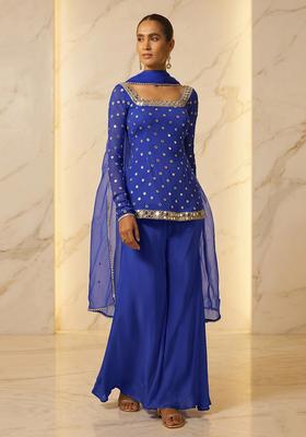 Royal Blue Handwork Sharara Set