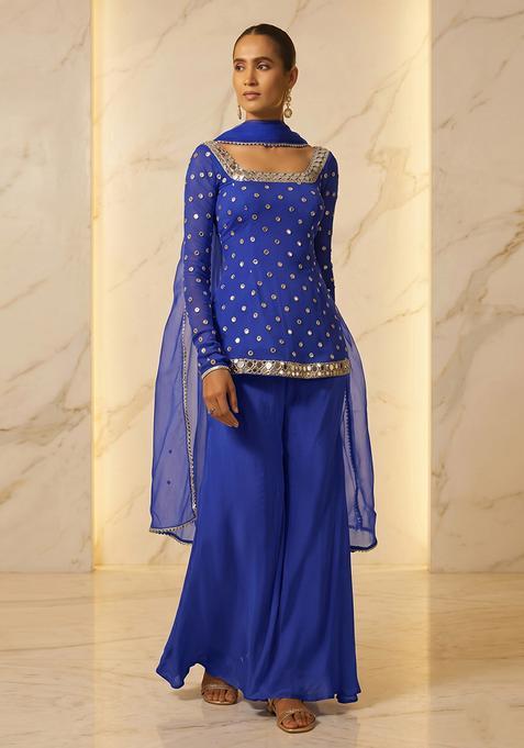 Royal Blue Handwork Sharara Set