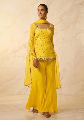 Sunshine Yellow Handwork Sharara Set