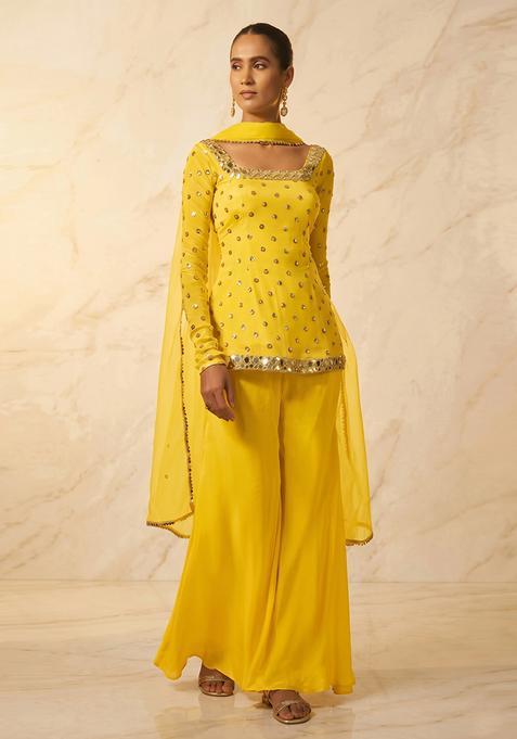 Sunshine Yellow Handwork Sharara Set