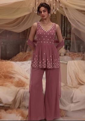 Mauve Handwork Kurta Set