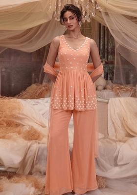 Peach Handwork Kurta Set