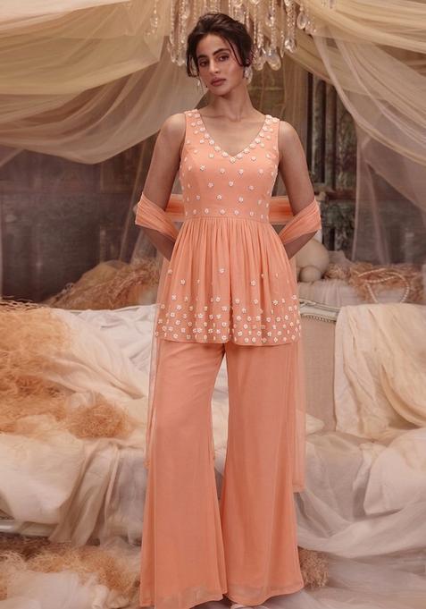 Peach Handwork Kurta Set