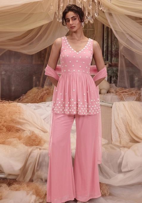 Baby Pink Handwork Kurta Set