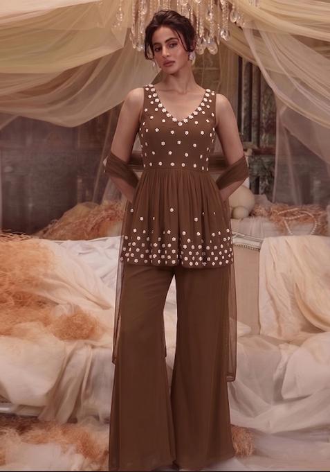 Brown Handwork Kurta Set