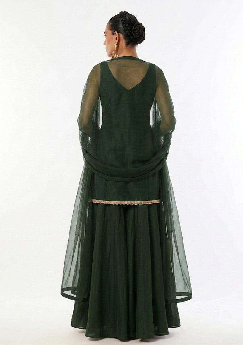Olive Handwork Sharara Set - Indya