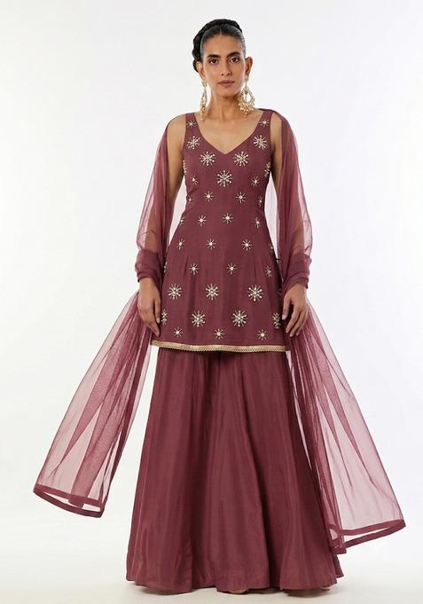 Mauve Handwork Anarkali Set